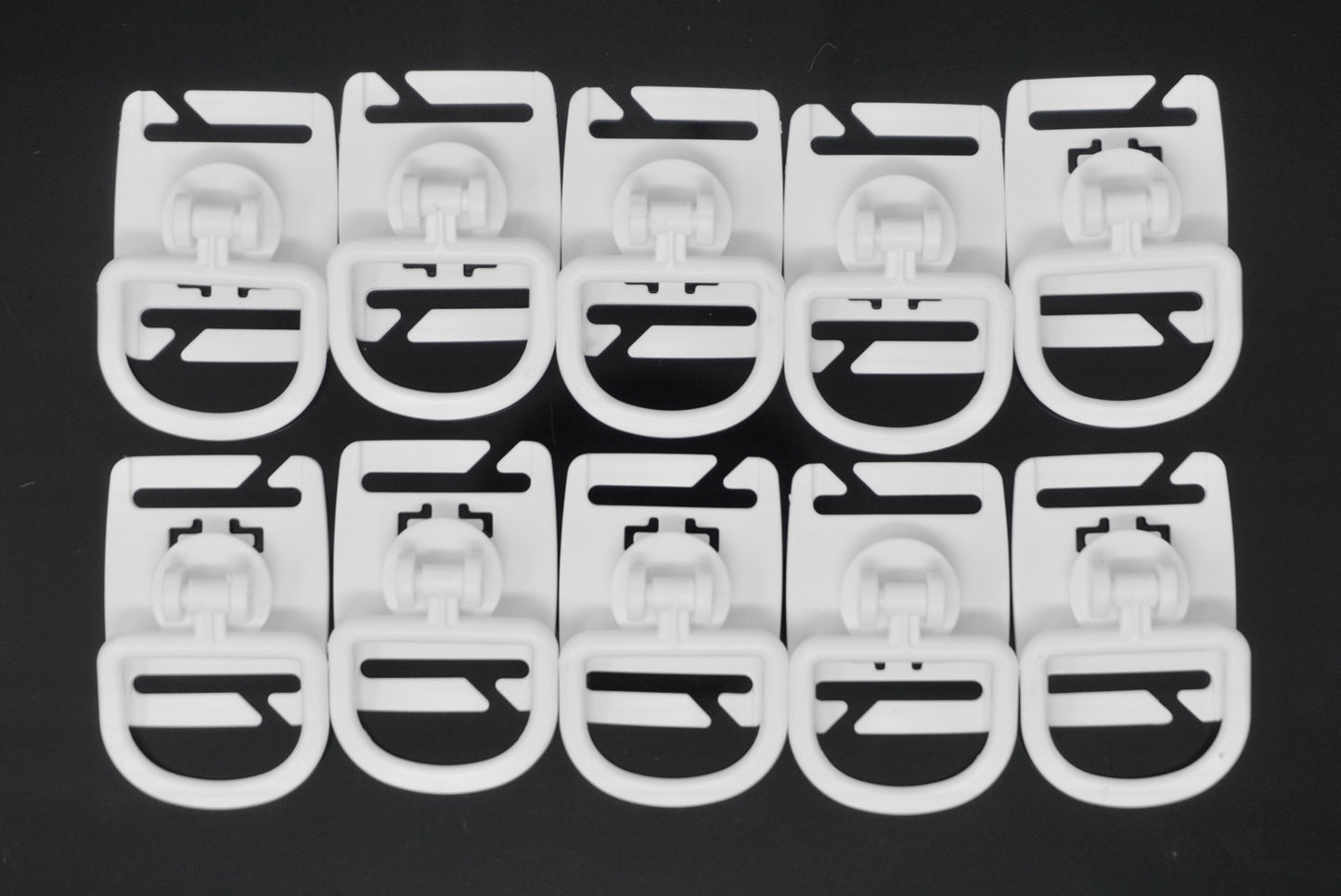 (10) White Adjustable D-Rings