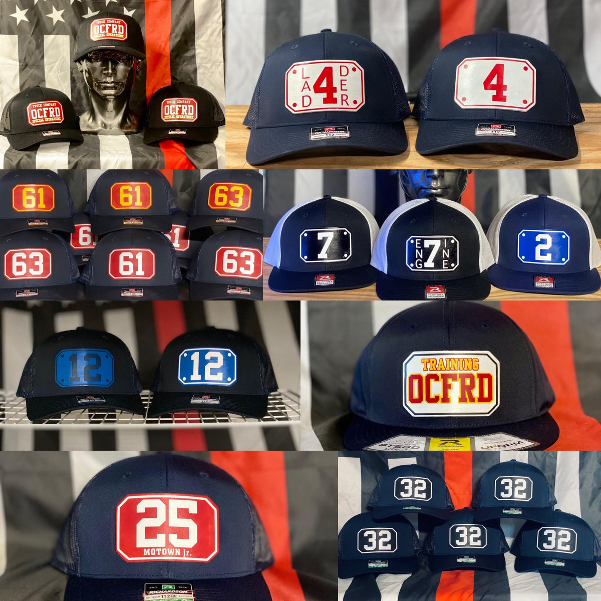 Custom Firefighter Hats | Leather Patch Firehouse Hats – Laying Hose ...
