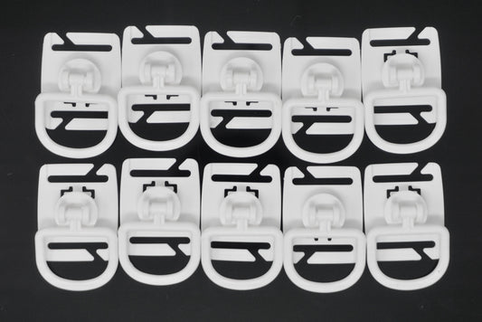 (10) White Adjustable D-Rings